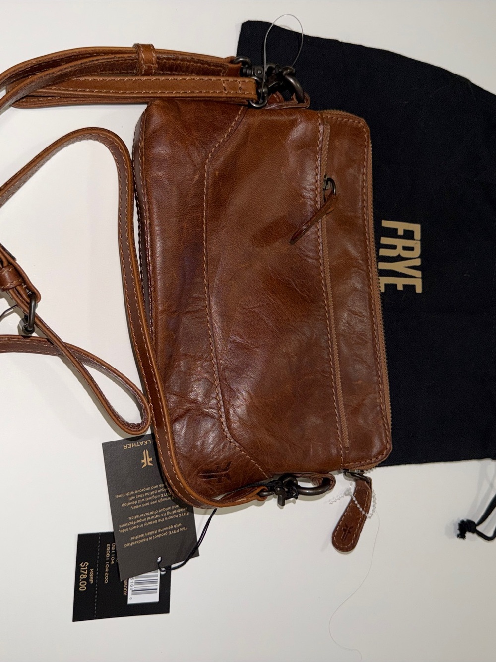 Frye Cognac Brown Leather Crossbody Bag
